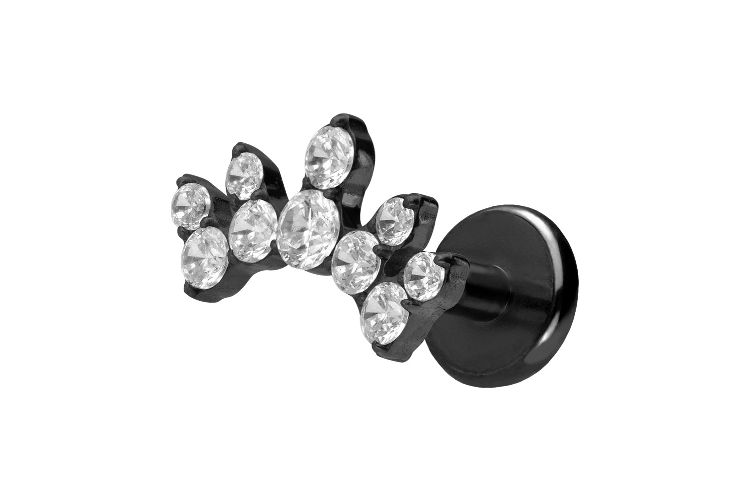 Titan Labret Piercing mit Push Fit KRISTALLBOGEN